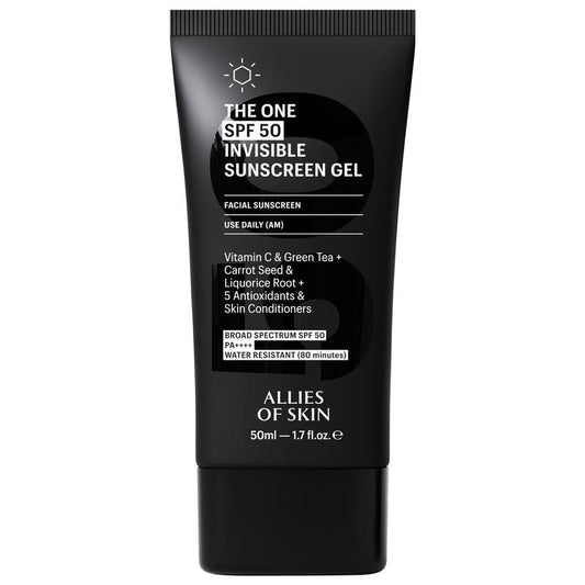 Allies of Skin the ONE SPF 50 Invisible Sunscreen Gel - Water-Resistant, Non-Greasy Daily Face & Body Dermatologist-Tested Primer for All Skin Tones