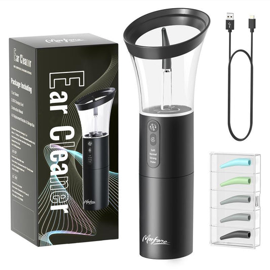 Morfone Electric Ear Wax Removal – Rechargeable Water Spray | Temp Detection | 4 Pressure Levels | IPX6 Waterproof | Viral Deep Ear Cleaning System