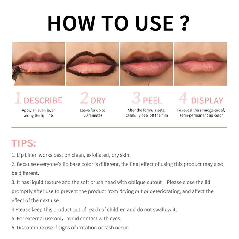 4Pcs Peel off Lip Liner Stain Set , Waterproof Nude Matte Lip Tint, Non-Fading Peel off Lip Color, Effortless Precision & Full Coverage, 24H Color Hold