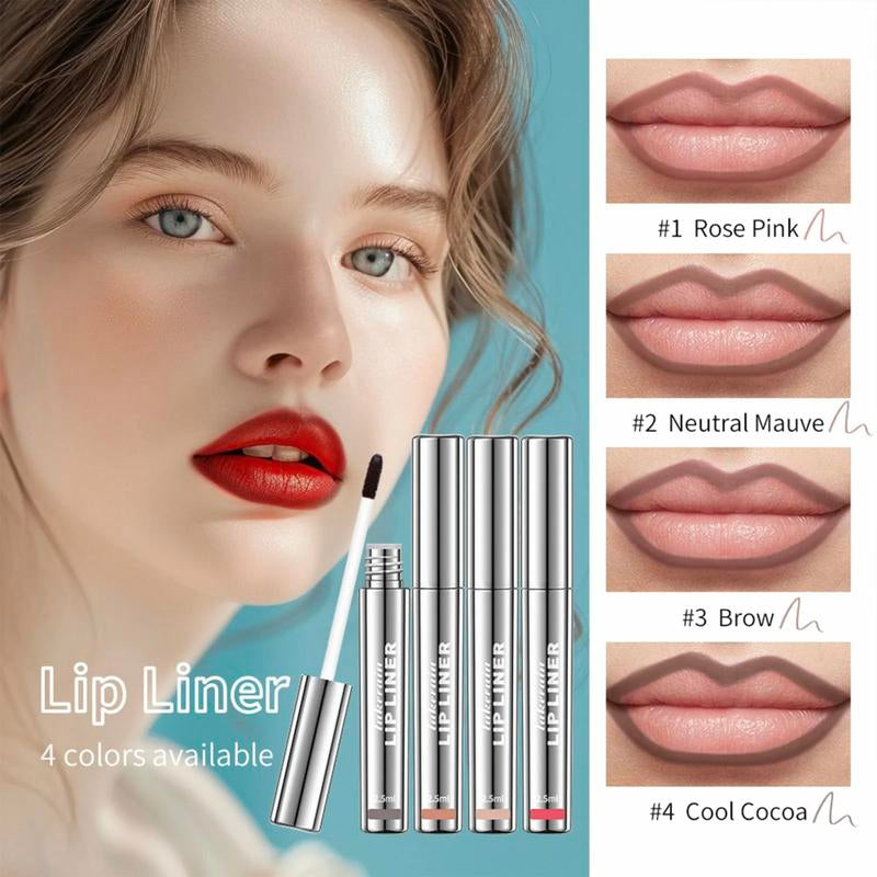 4Pcs Peel off Lip Liner Stain Set , Waterproof Nude Matte Lip Tint, Non-Fading Peel off Lip Color, Effortless Precision & Full Coverage, 24H Color Hold