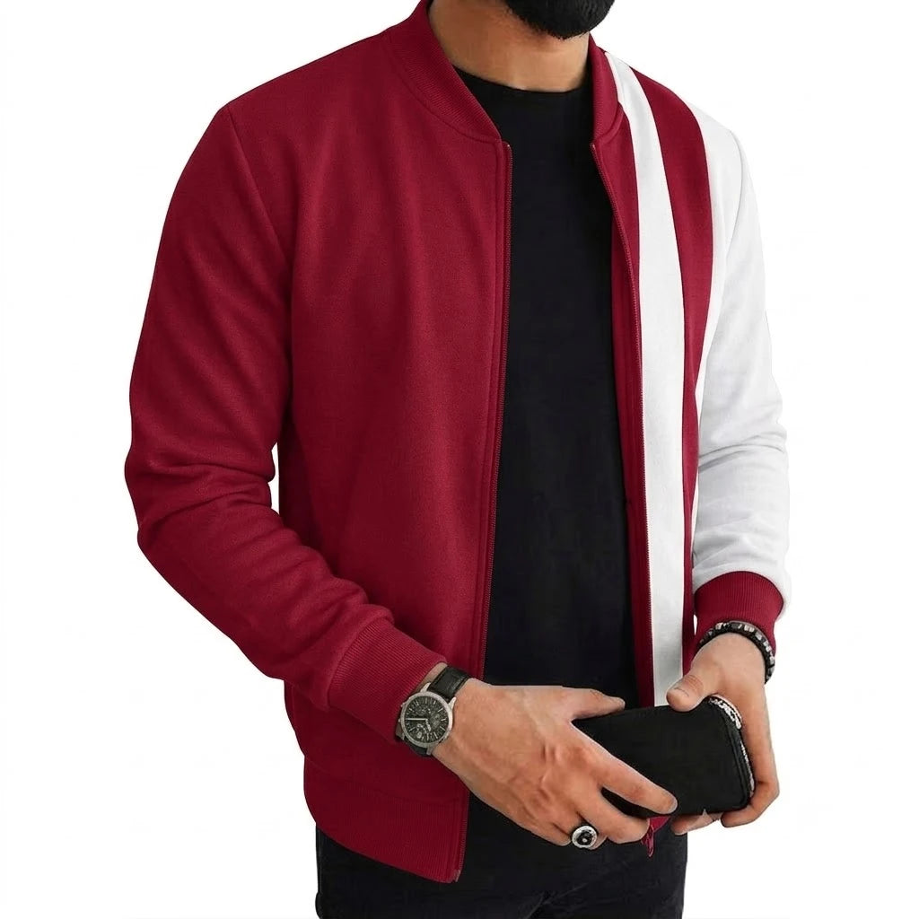 Men's Colorblock Bomber Jacket | Lightweight Zip-Up Coat