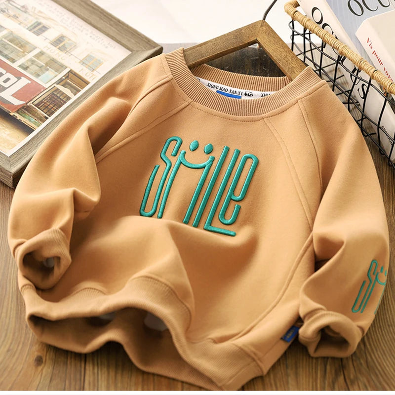 Boys Letter Print Hoodie – Casual Autumn Sweatshirt for Kids (Ages 4-12)