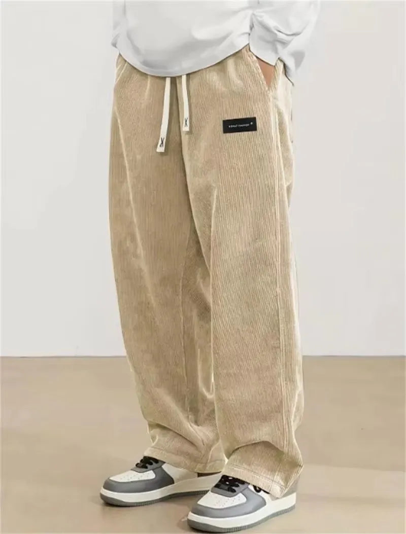 Men's Corduroy Jogger Pants | Casual Loose Drawstring Trousers