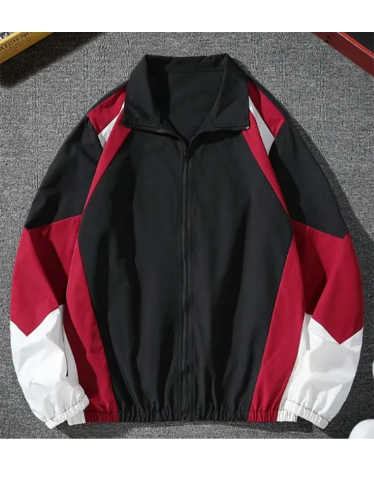Men's Color-Block Jacket - Lightweight Windproof Casual Wear