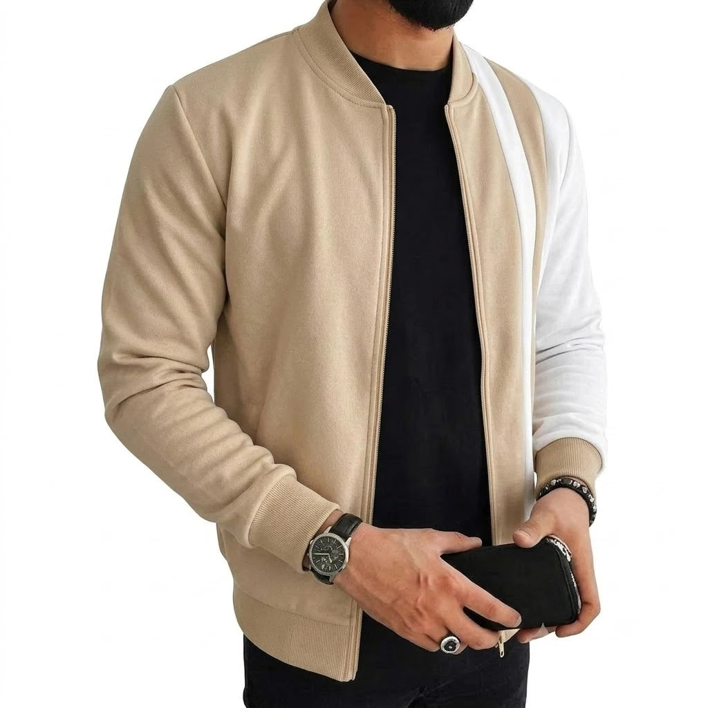 Men's Colorblock Bomber Jacket | Lightweight Zip-Up Coat