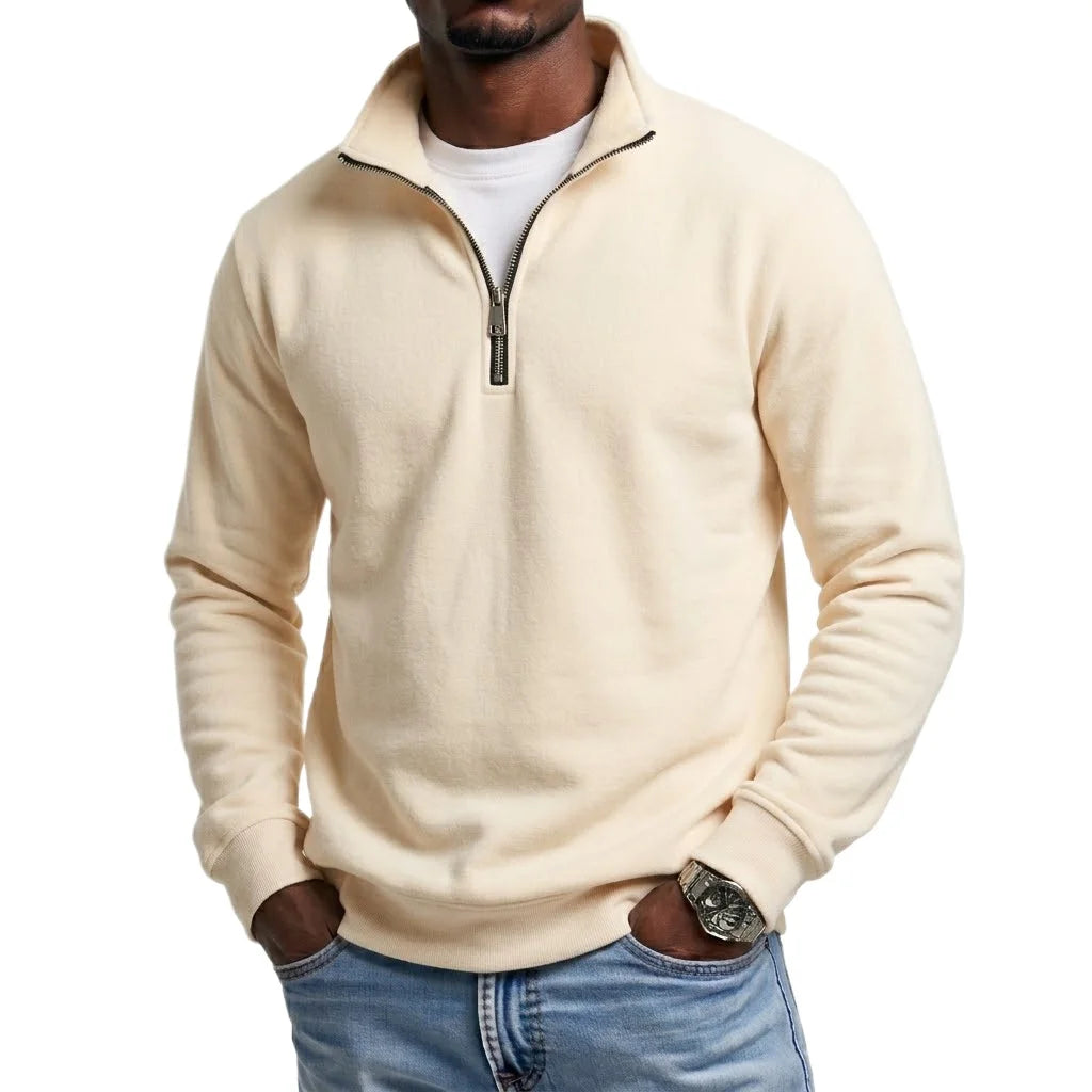 Men's Quarter-Zip Sweatshirt | Casual Polyester Pullover for Autumn & Spring
