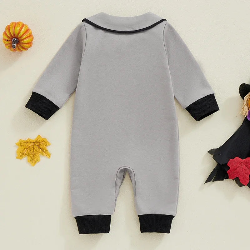 Halloween Baby Romper | Spider Embroidered Long Sleeve Jumpsuit for Boys (0-18M)