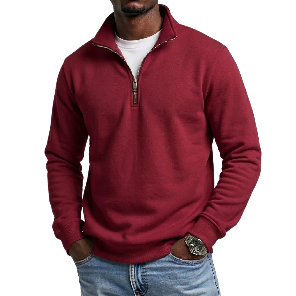 Men's Quarter-Zip Sweatshirt | Casual Polyester Pullover for Autumn & Spring