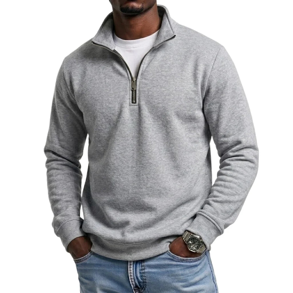 Men's Quarter-Zip Sweatshirt | Casual Polyester Pullover for Autumn & Spring
