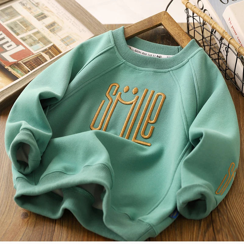 Boys Letter Print Hoodie – Casual Autumn Sweatshirt for Kids (Ages 4-12)