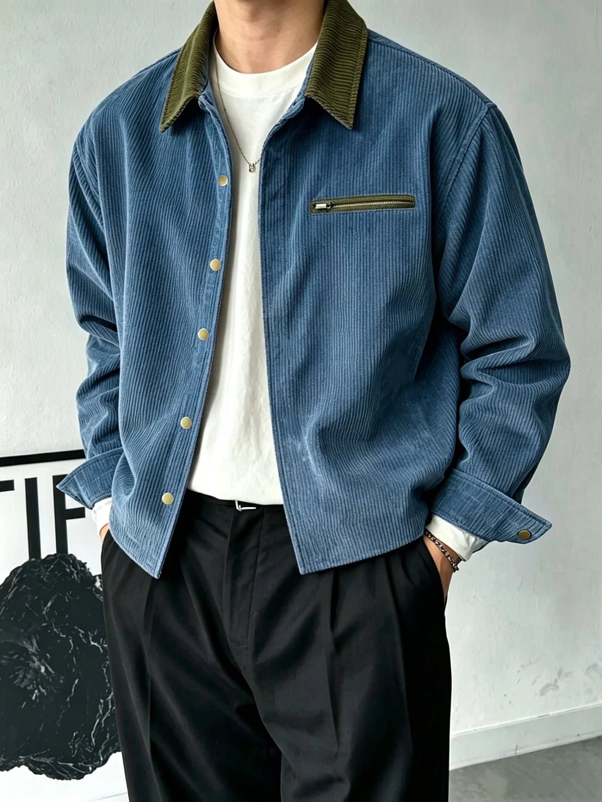Men's Vintage Corduroy Jacket | Contrast Lapel Casual Coat