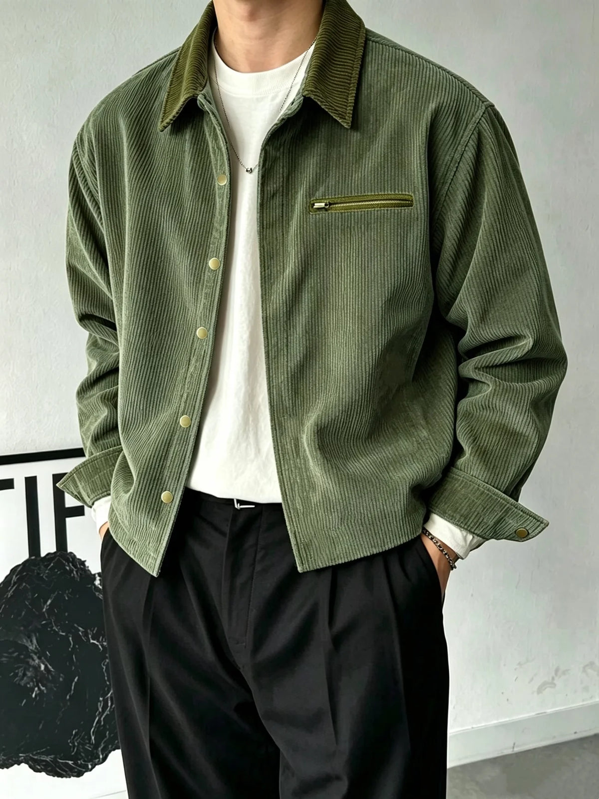 Men's Vintage Corduroy Jacket | Contrast Lapel Casual Coat
