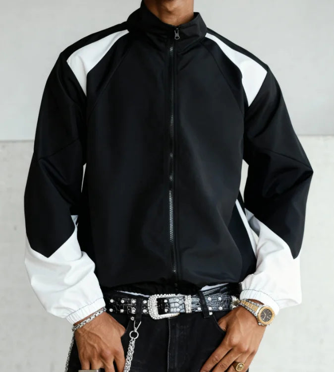 Men's Color-Block Jacket - Lightweight Windproof Casual Wear