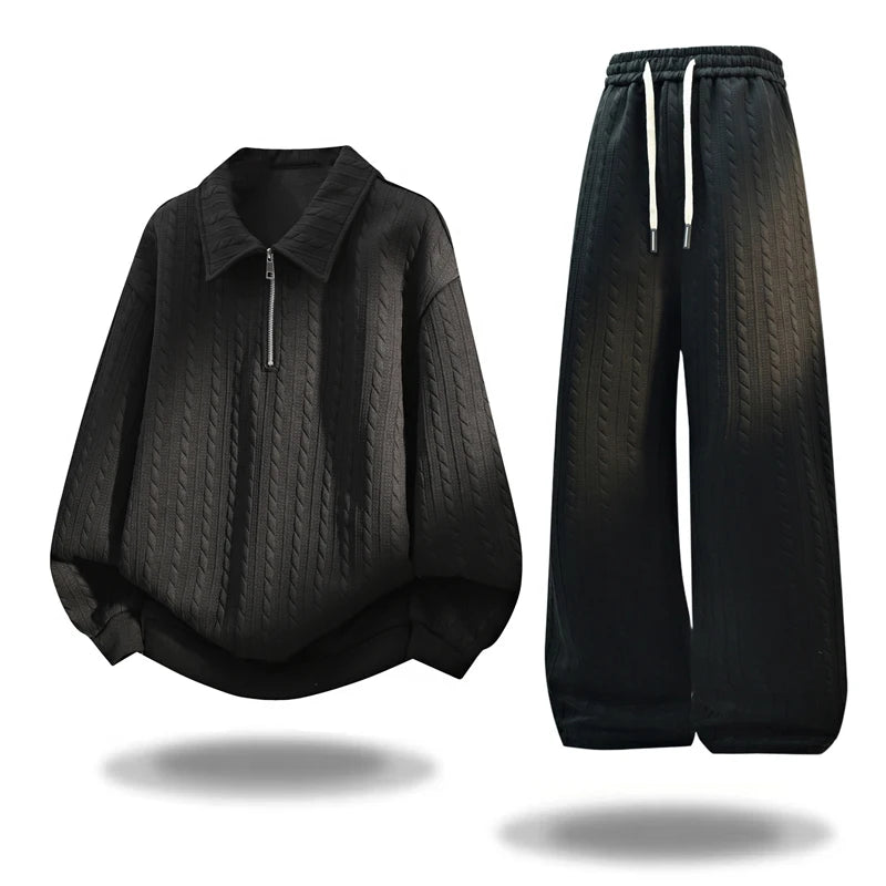 Men's 2-Piece Casual Sportswear Set | Half-Zip Hoodie & Sweatpants