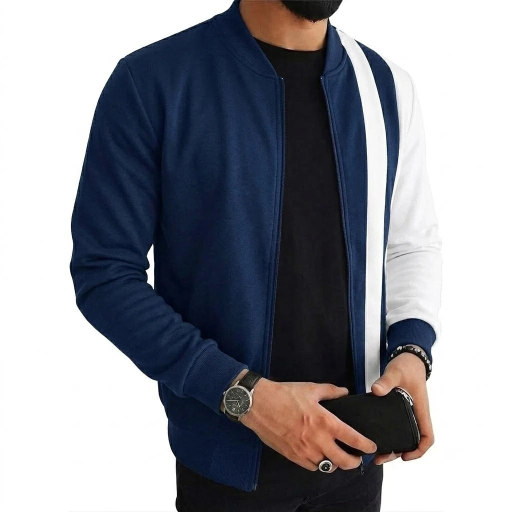 Men's Colorblock Bomber Jacket | Lightweight Zip-Up Coat