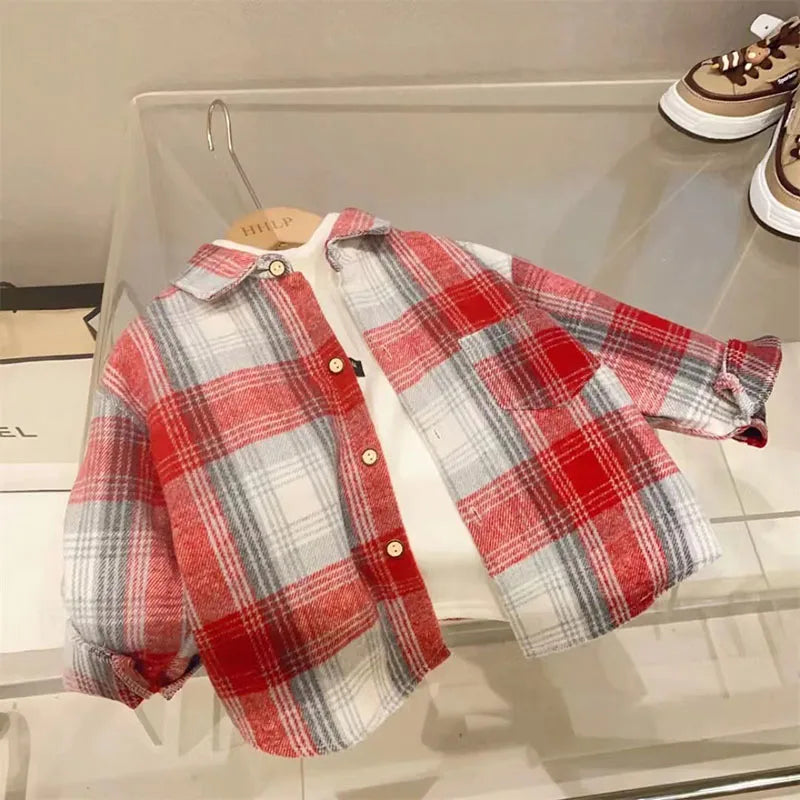 Kids' Autumn Plaid Shirt | Long Sleeve Casual Top for Boys & Girls (2-7Y)
