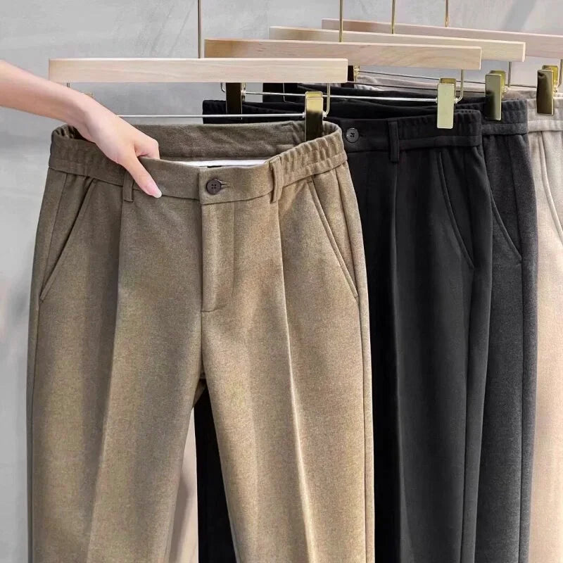 Men's Classic Wool Blend Trousers | Warm Winter Pants