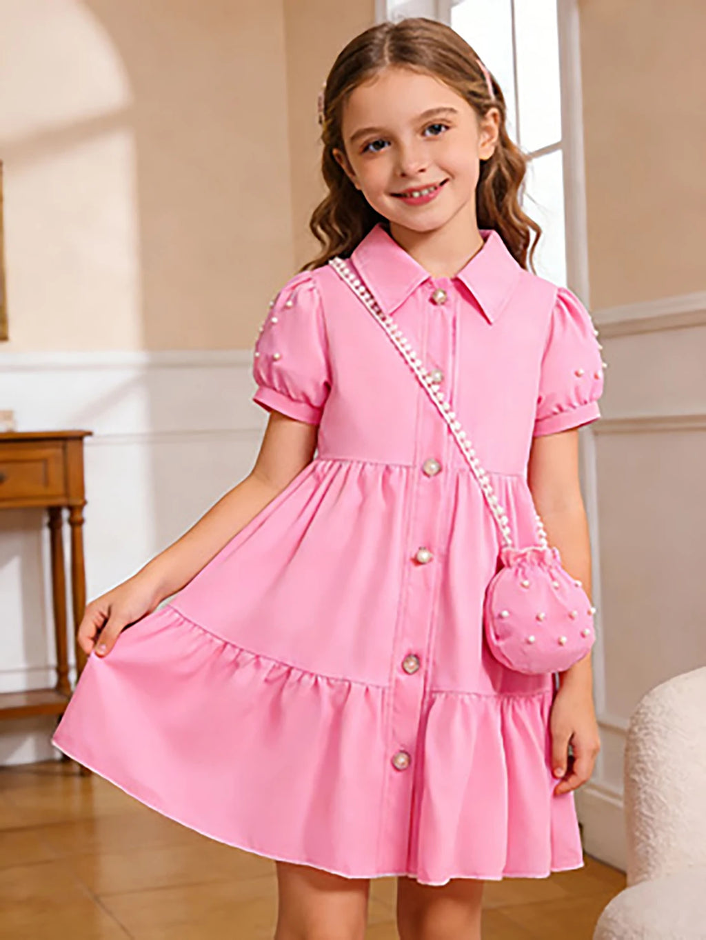 Girls' Summer Pearl A-Line Dress