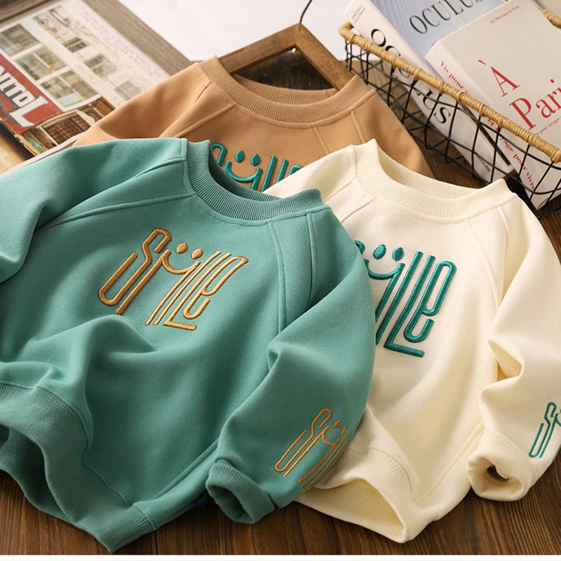 Boys Letter Print Hoodie – Casual Autumn Sweatshirt for Kids (Ages 4-12)