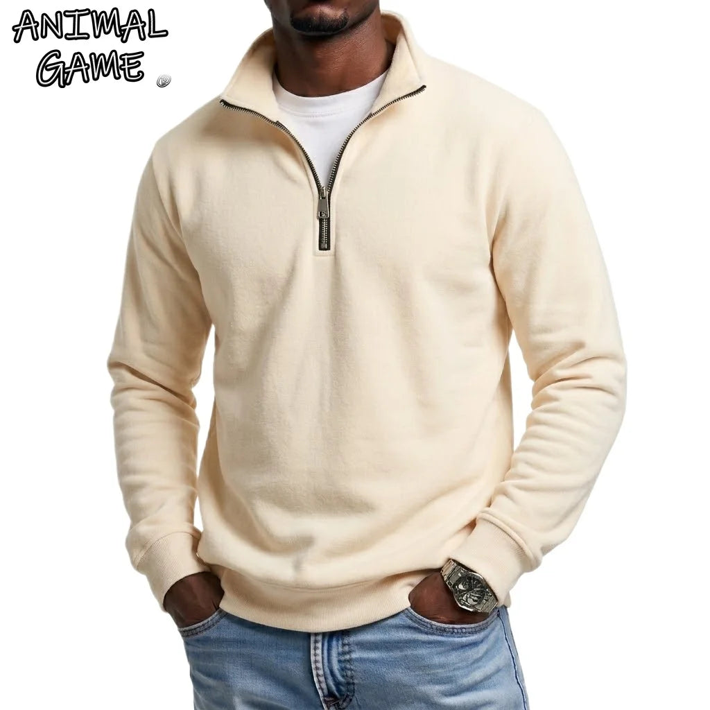 Men's Quarter-Zip Sweatshirt | Casual Polyester Pullover for Autumn & Spring