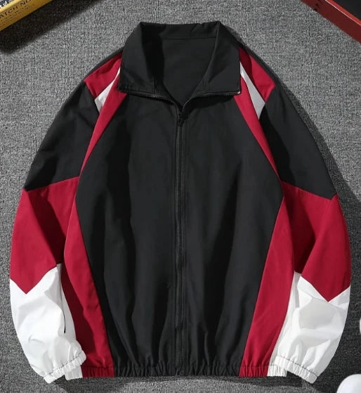 Men's Color-Block Jacket - Lightweight Windproof Casual Wear