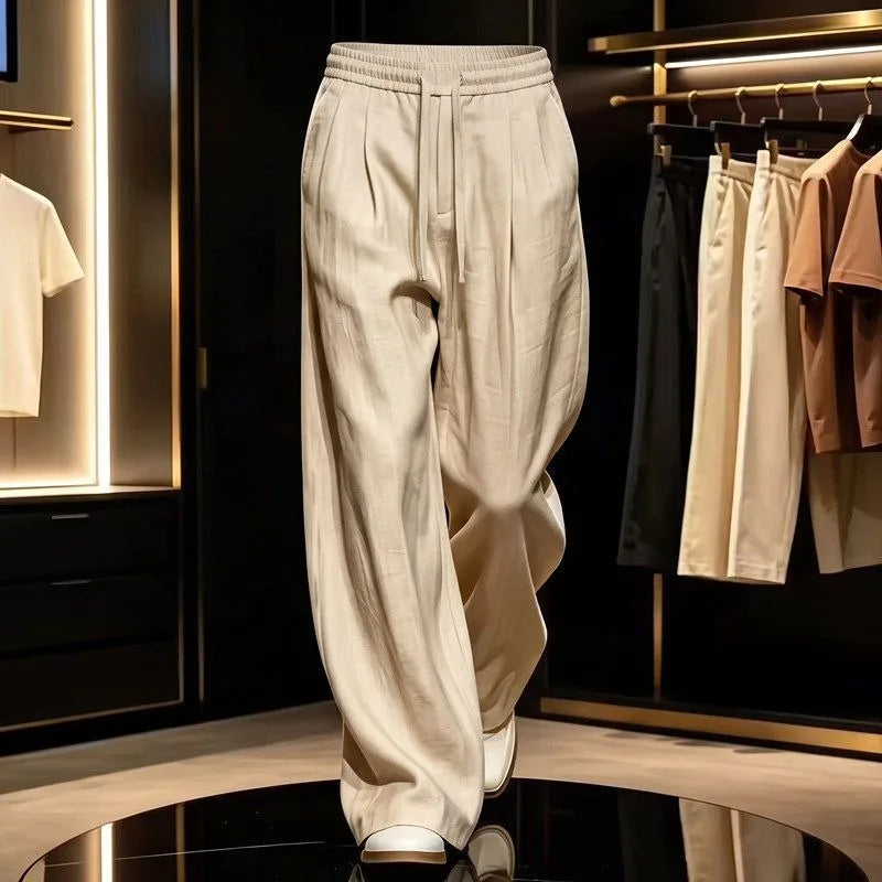 Men's Wide Leg Pants | Old Money Style | Drawstring Waist