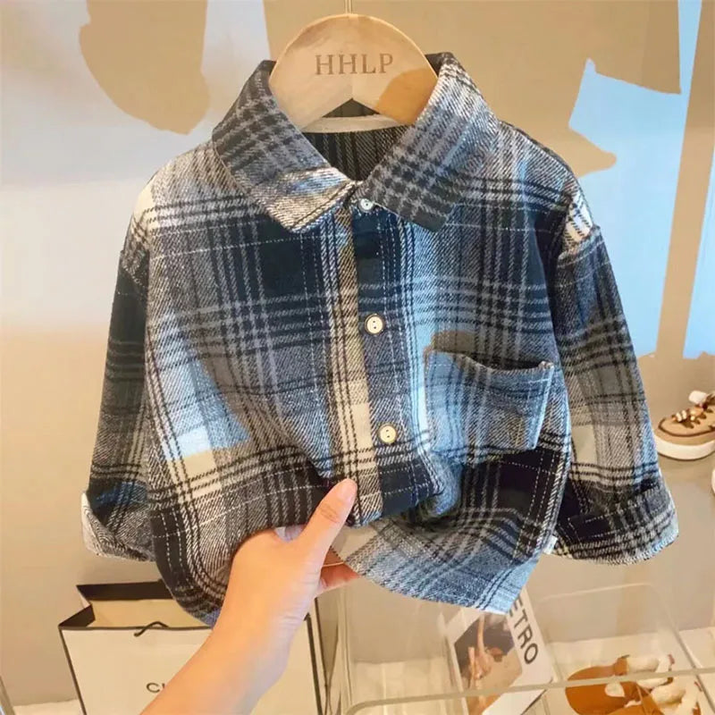 Kids' Autumn Plaid Shirt | Long Sleeve Casual Top for Boys & Girls (2-7Y)
