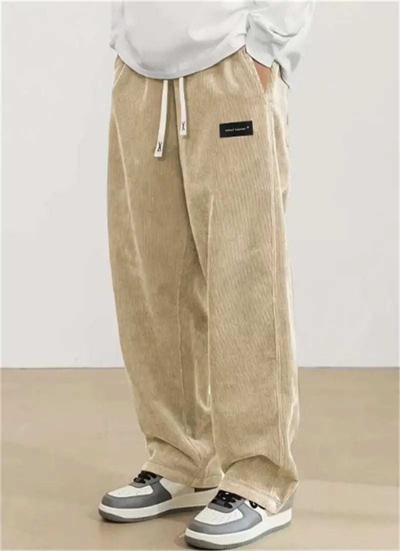 Men's Corduroy Jogger Pants | Casual Loose Drawstring Trousers