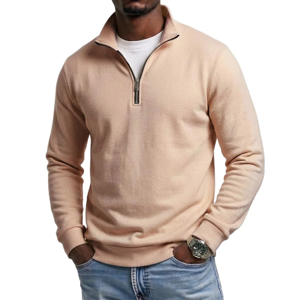 Men's Quarter-Zip Sweatshirt | Casual Polyester Pullover for Autumn & Spring