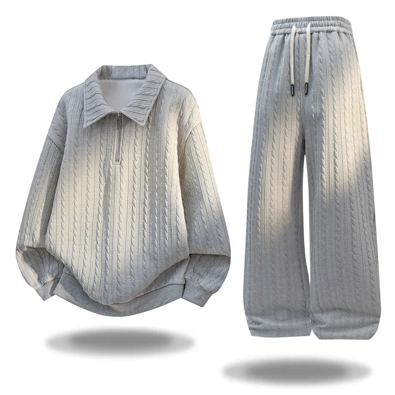 Men's 2-Piece Casual Sportswear Set | Half-Zip Hoodie & Sweatpants