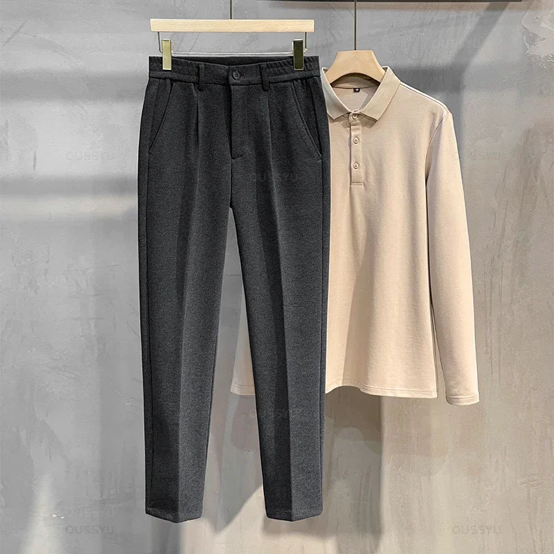 Men's Classic Wool Blend Trousers | Warm Winter Pants