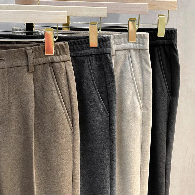 Men's Classic Wool Blend Trousers | Warm Winter Pants