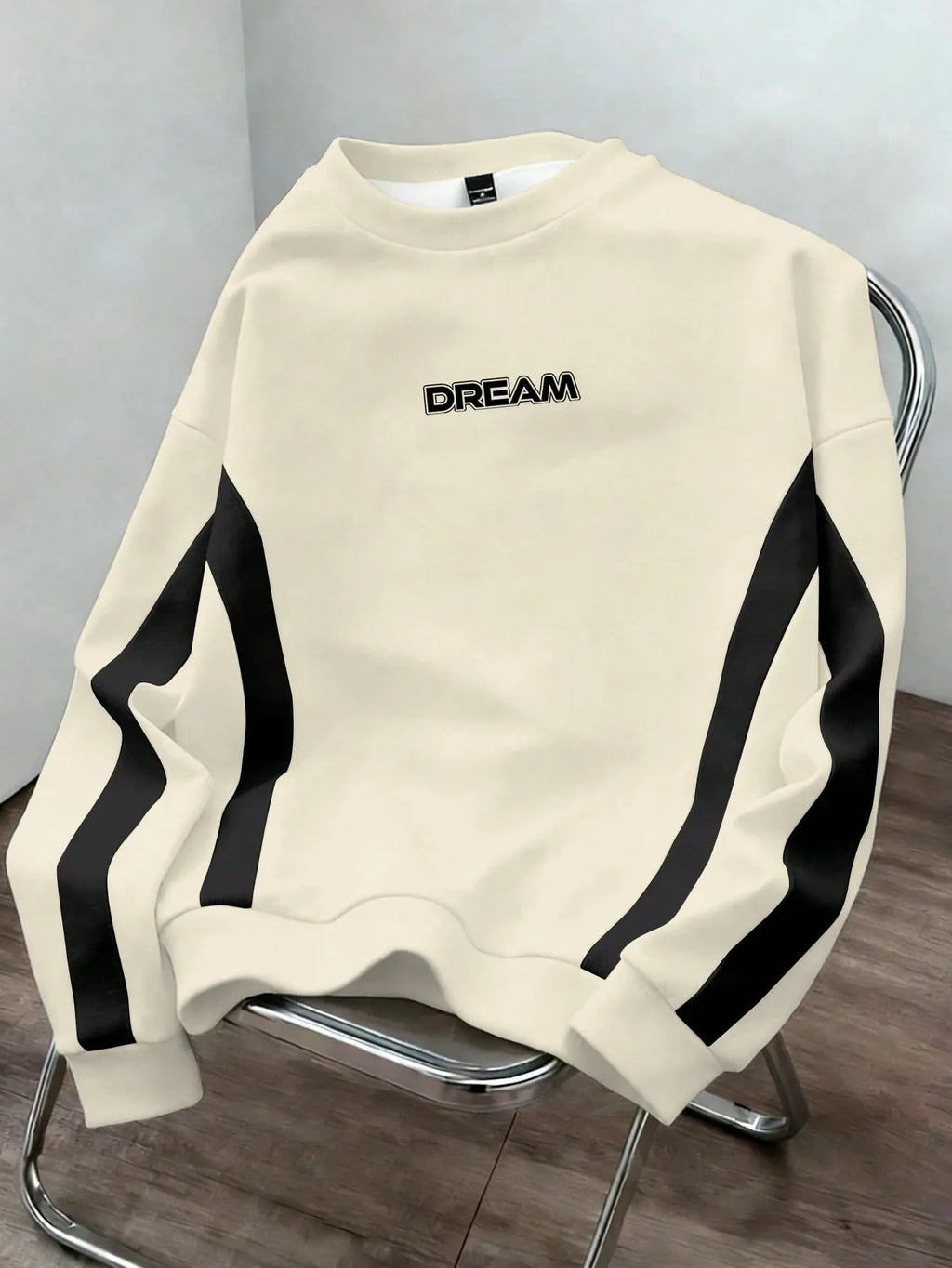 Men's DREAM Sweatshirt - Cream & Black Stripe Design