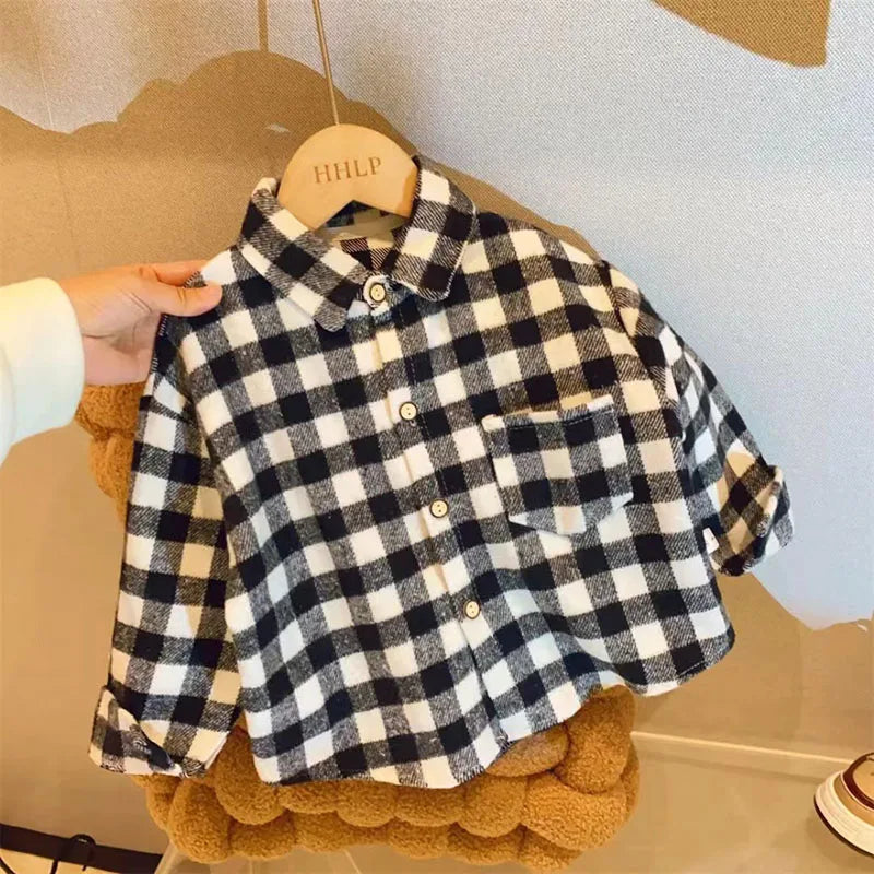 Kids' Autumn Plaid Shirt | Long Sleeve Casual Top for Boys & Girls (2-7Y)