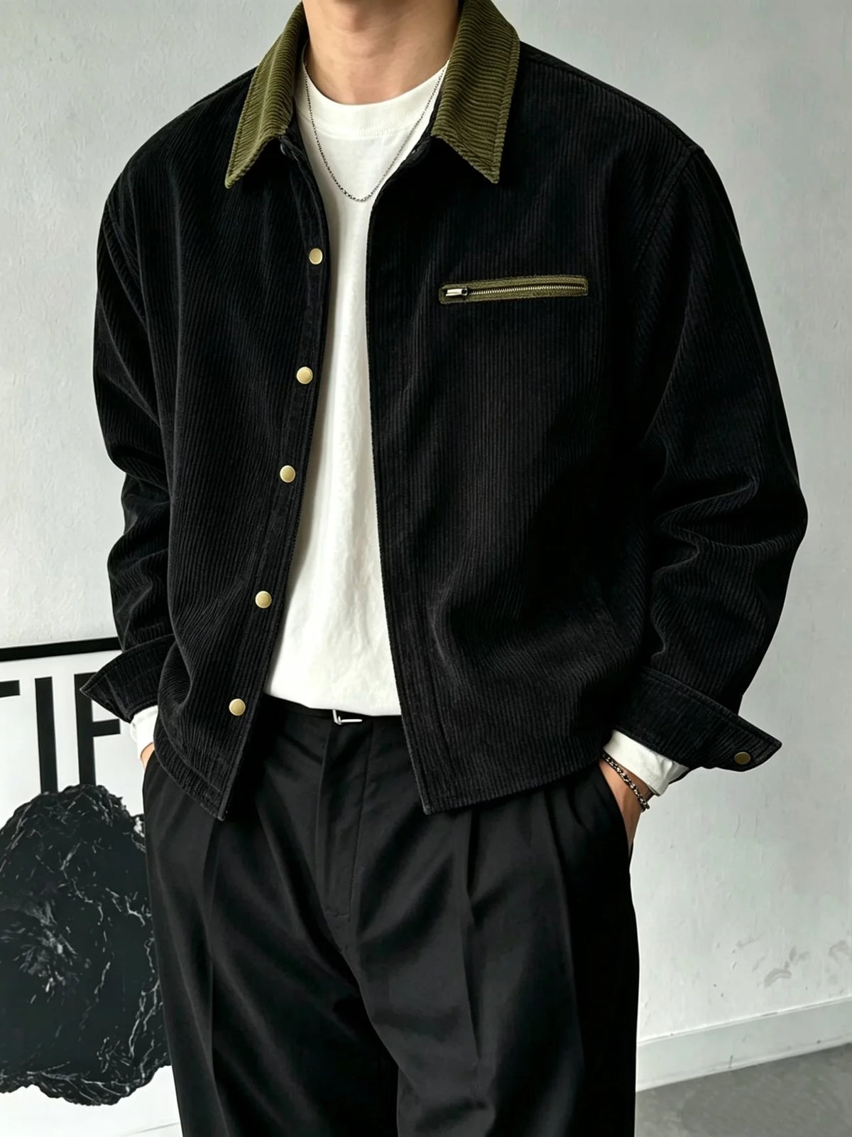 Men's Vintage Corduroy Jacket | Contrast Lapel Casual Coat
