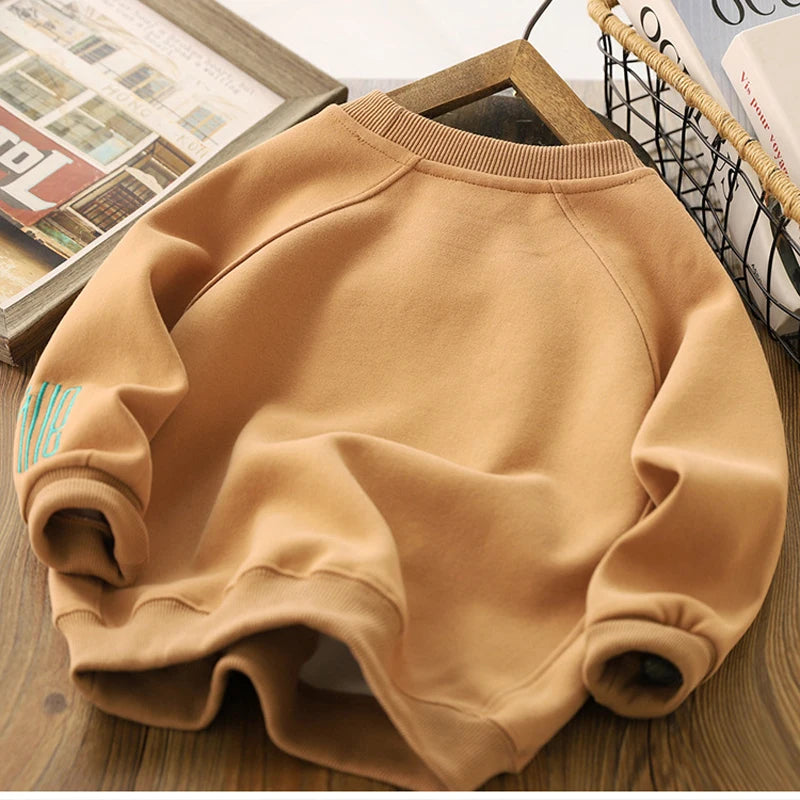 Boys Letter Print Hoodie – Casual Autumn Sweatshirt for Kids (Ages 4-12)