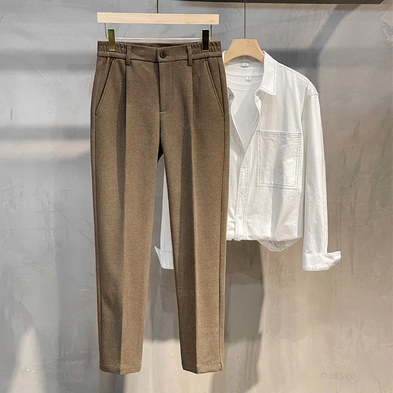 Men's Classic Wool Blend Trousers | Warm Winter Pants