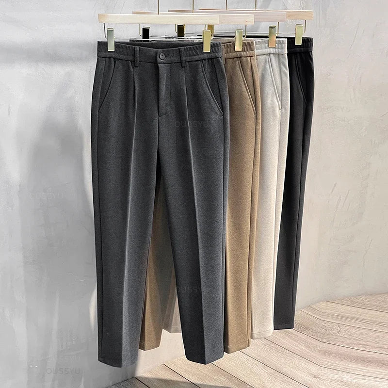Men's Classic Wool Blend Trousers | Warm Winter Pants