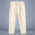 Men's Cotton Linen Casual Pants | Loose Straight Fit | Drawstring Waist