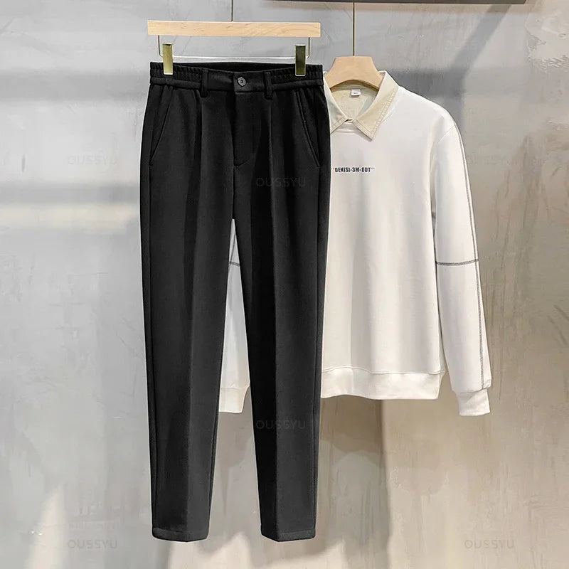 Men's Classic Wool Blend Trousers | Warm Winter Pants