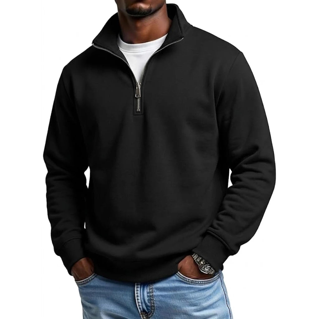 Men's Quarter-Zip Sweatshirt | Casual Polyester Pullover for Autumn & Spring