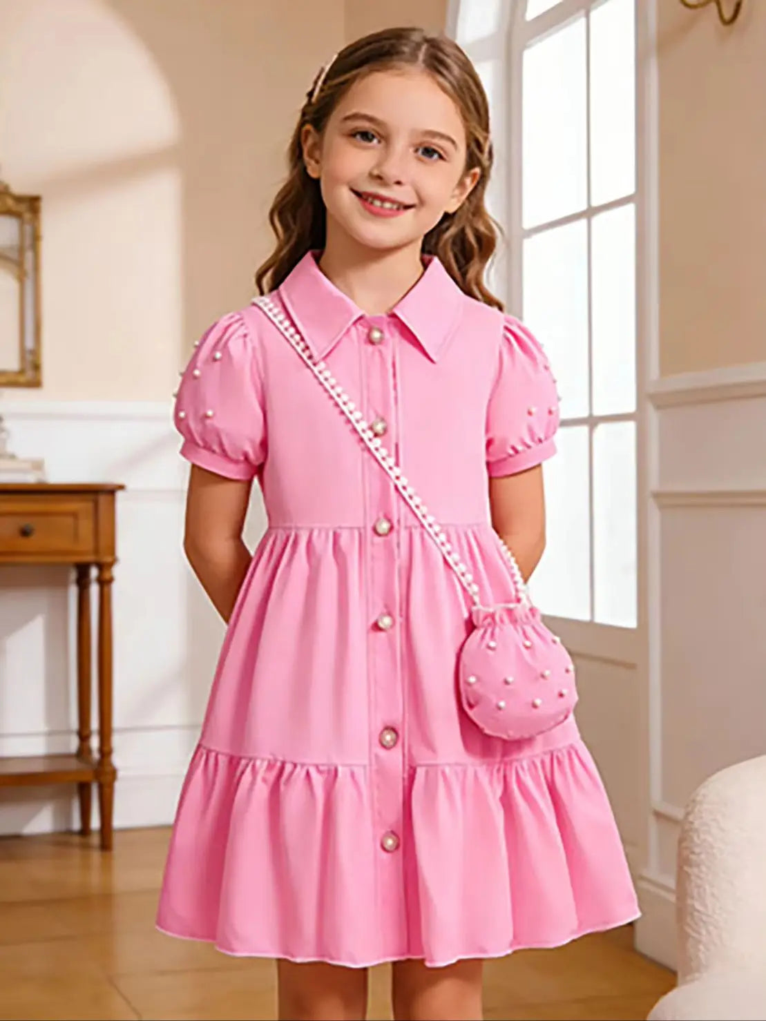 Girls' Summer Pearl A-Line Dress